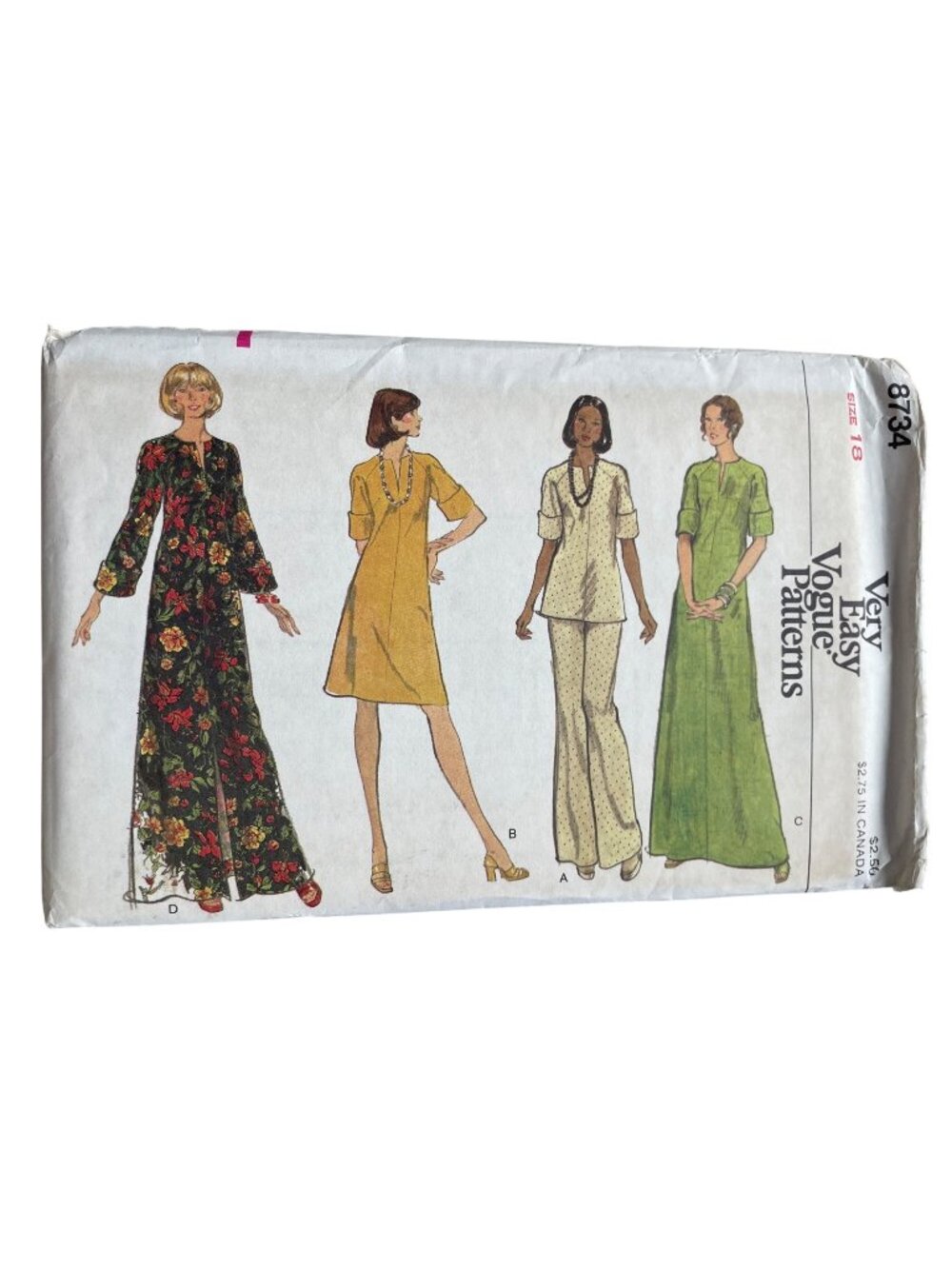 Vintage Very Easy Vogue 8734 Sewing Pattern Size 18 Misses Dress Tunic Pants CUT